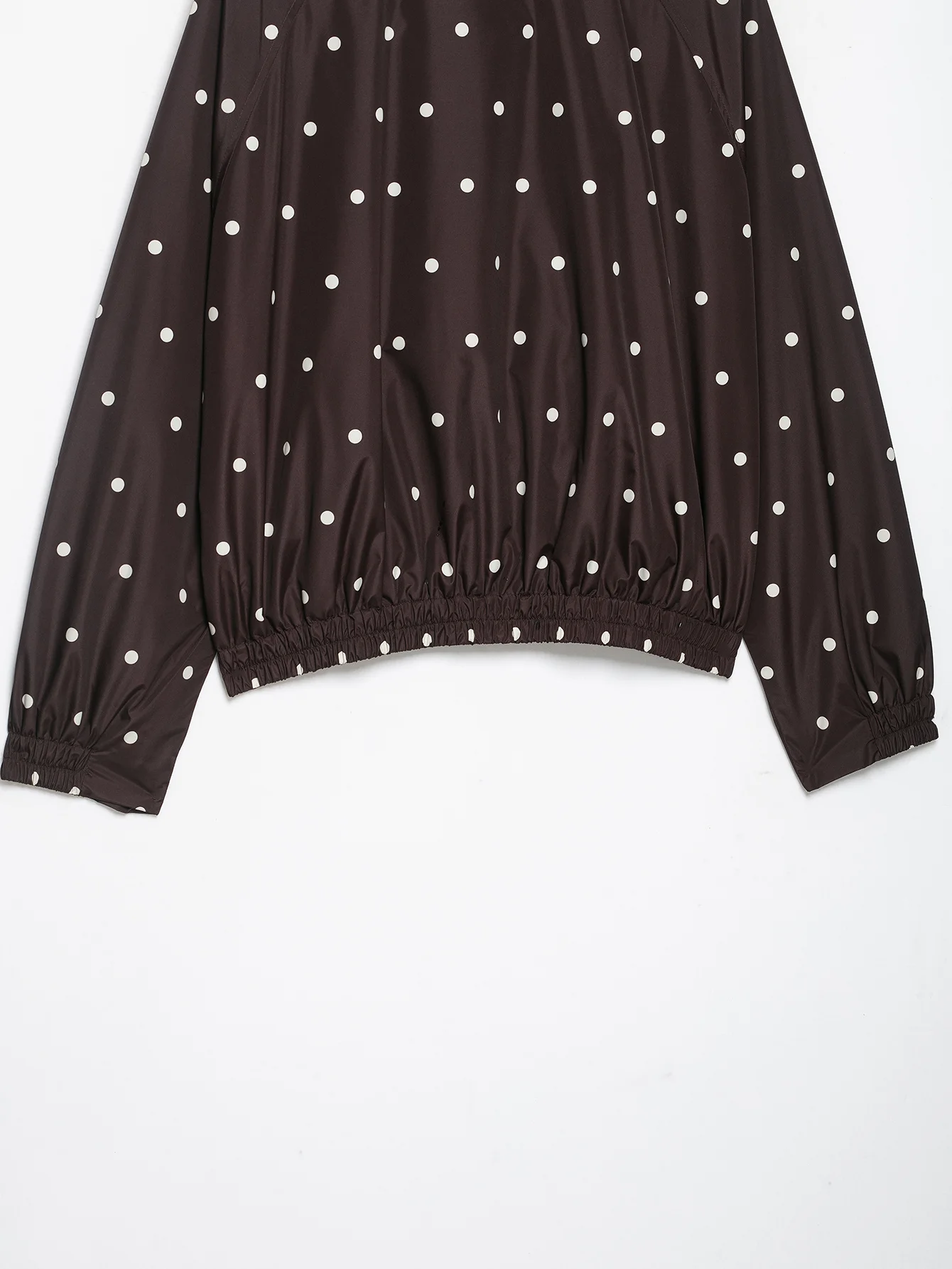 TFMLN Vintage Polka Dot Crop-Jacke für Damen, schicker Stehkragen, Fronttasche, lässiger lockerer Mantel, Herbst-High-Street-Jacke – Detail 10