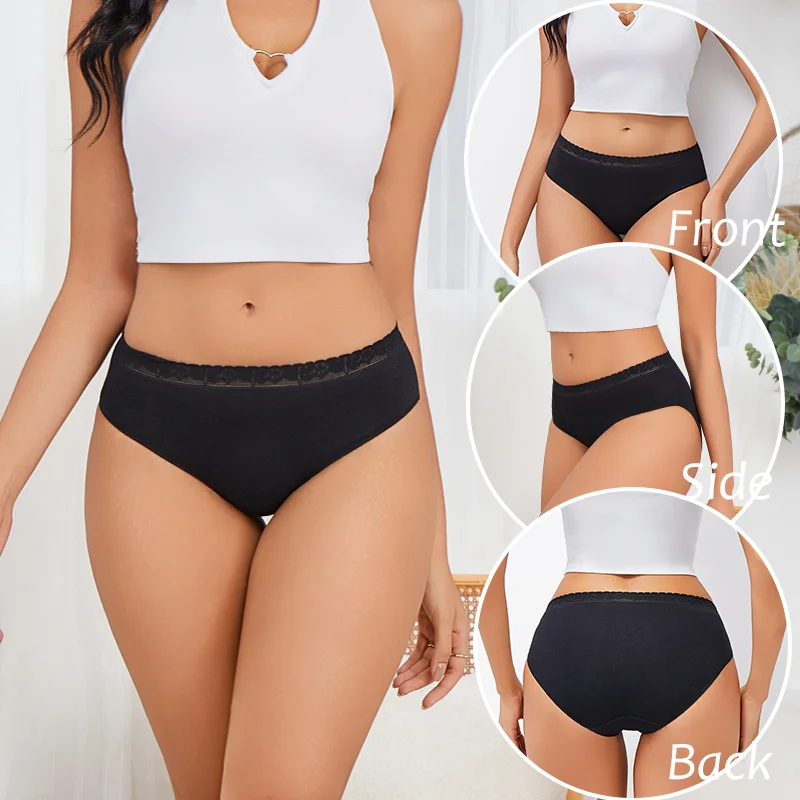 3Pcs Women Cotton Lingerie Sexy Soft Fashion Panties Femme Buckle Design Underwear Pantys Underpant Lingerie Lace Intimates S-XL