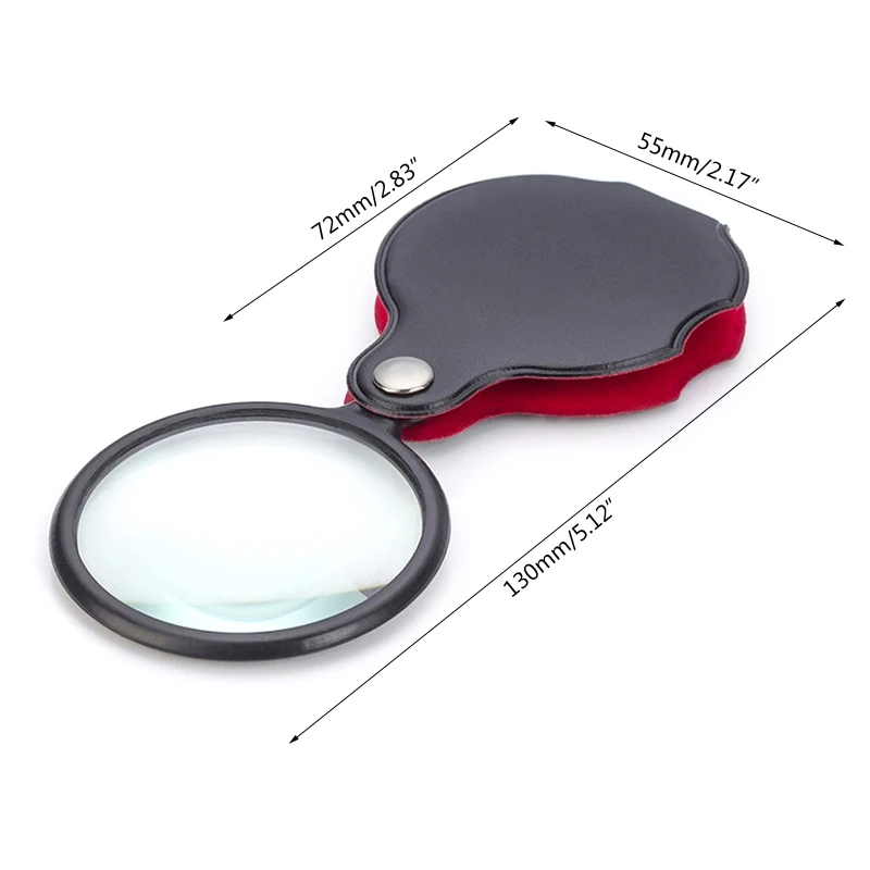8X Small Pocket Magnify Glass Premium Folding Mini Magnifying Glass with Rotating Protective Leather Sheath Gift Drop Shipping