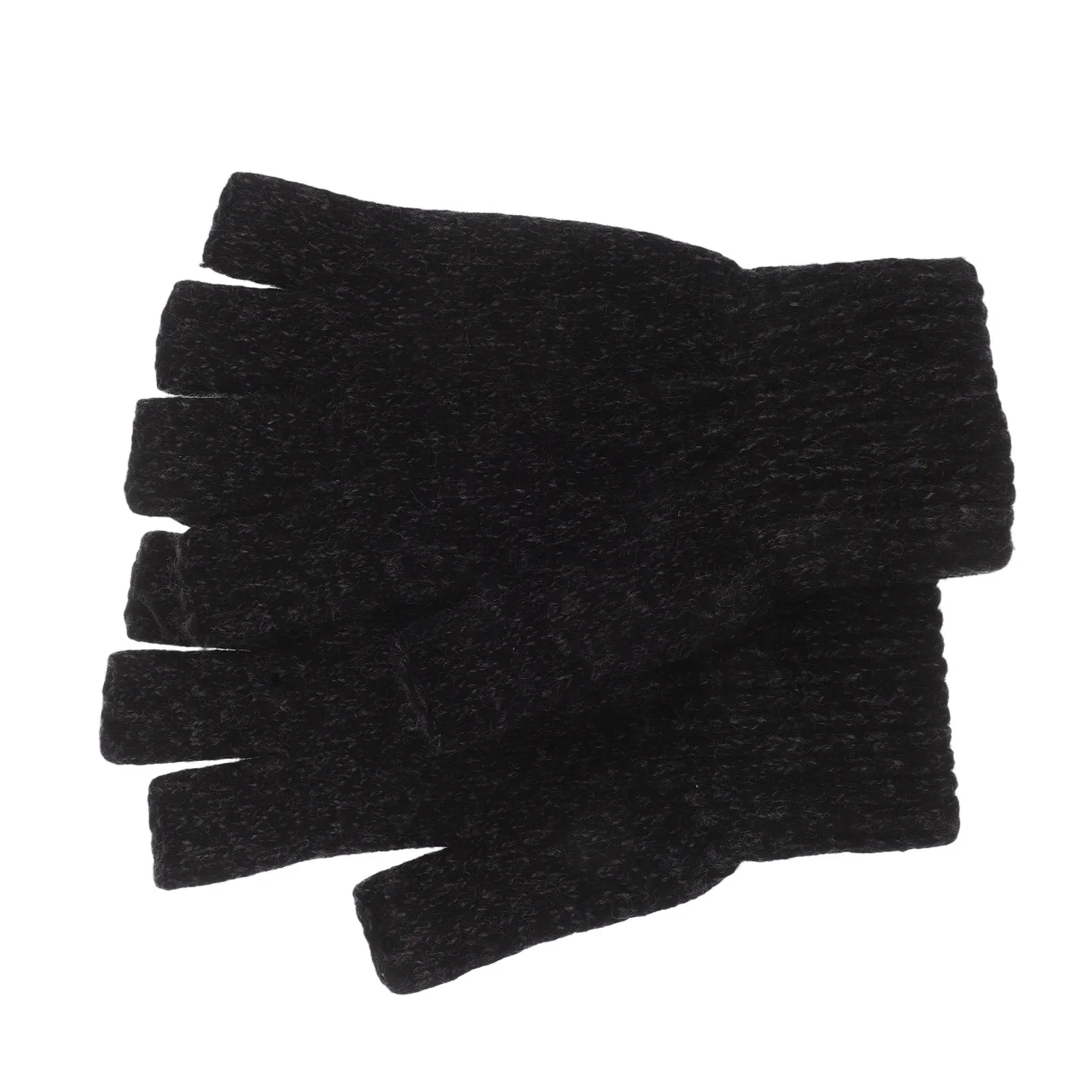 

1Pair Half Finger Knit Gloves for Men Thickened Windproof Fleece Lined Warm Outdoor Gloves for Hiking Cycling Fishing Driving