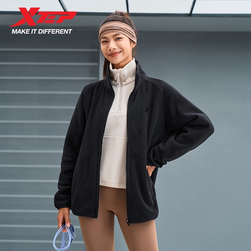  Xtep Knitting Jacket For Men And Women  Winter Comfortable Short Coat Zip-up Stand Collar Warm Training Tops 876427060136 