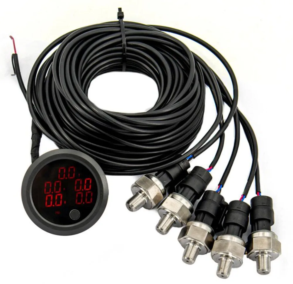 Aluminum Housing Digital Air Suspension Gauge 232PSI 2/3/5 Display 1/8NPT Sensor Vehicle Modification Parts