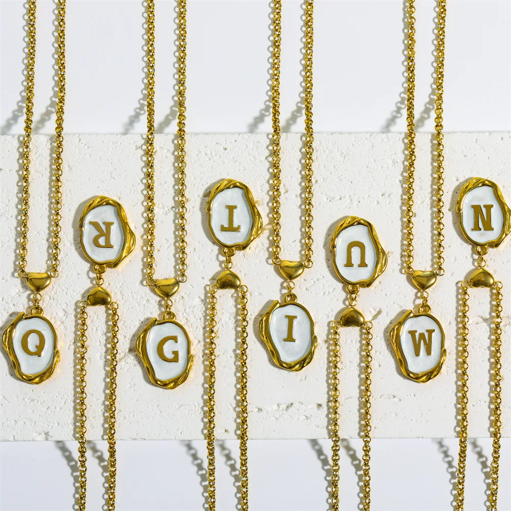 Mode Unregelmäßigen Initial Halskette Gold Farbe Buchstaben Einzigen Name Choker Halskette Für Frauen Tropft Öl Anhänger Schmuck Geschenke