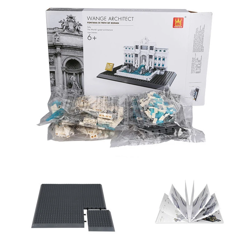 667PCS Trevi Fountain Of Roman Fontana Di Trevi Building Blocks World Architecture Bricks City Street View Toys Gifts For Kids