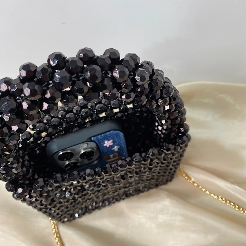 Bolsa acrílica com corrente de cristal Saco crossbody personalizado, Bolsa para celebridade, Bolsa para noite, frisada, de alta qualidade, nova moda, INS