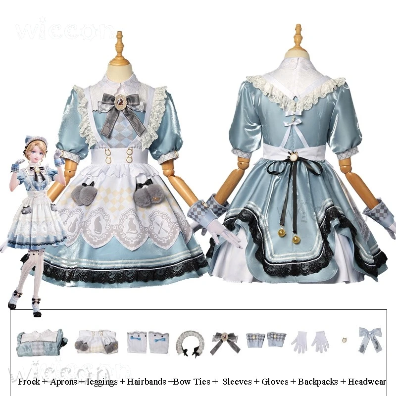 Infinity Nikki Cosplay Costume Breezy Tea Time Siesta Outfit Suit Lolita Skirt Blue Dress Set Women Girls Outfit Halloween Game