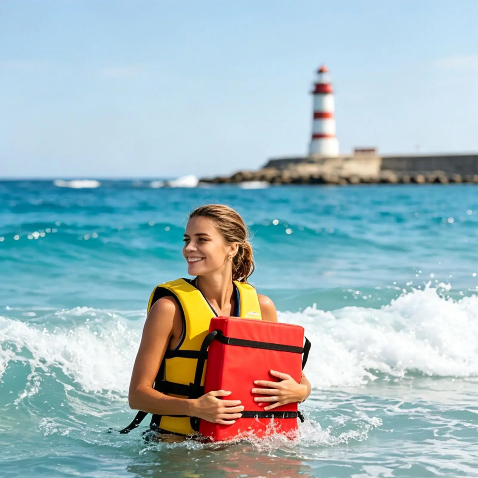 Throwable Flotation Device Double Handle Portable 16.5x14.1x2.55In Rectangle Boat Seat Cushion For Canoe Kayak Watercraft