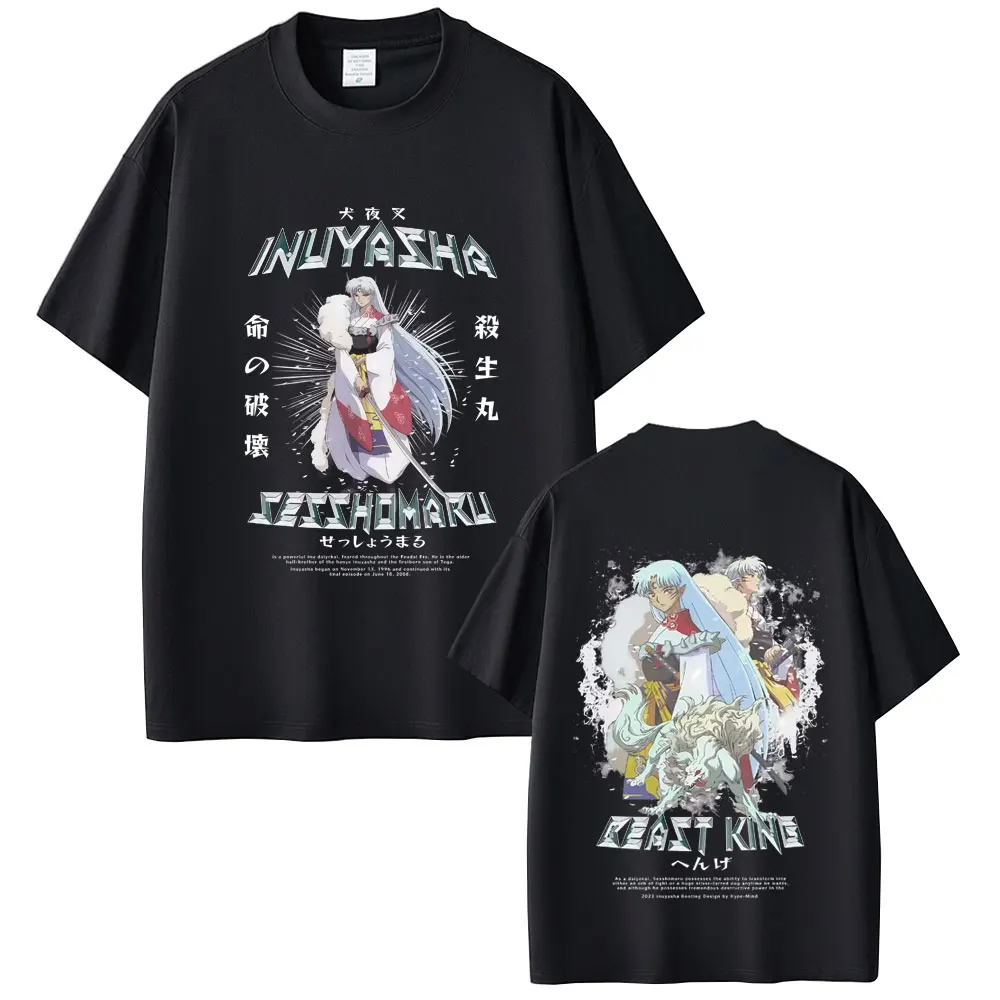 

Anime Inuyasha Sesshoumaru Graphic Print T-shirt Men Women Retro Oversized T Shirts Tops Male Casual Cartoon Manga Streetwear