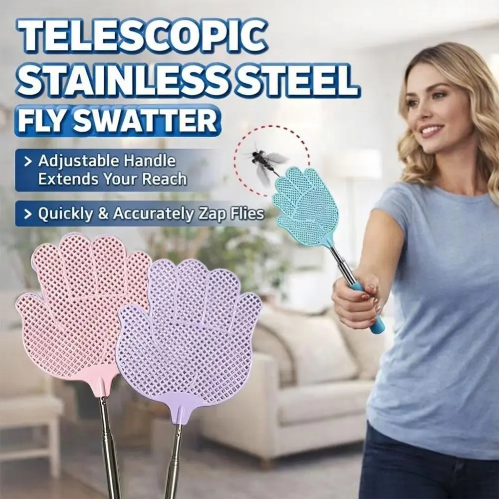 5Pcs Retractable Palm Shaped Fly Swatter Durable Portable Manual Fly Swatter Flexible Long Handle Extendable Bug Swatter