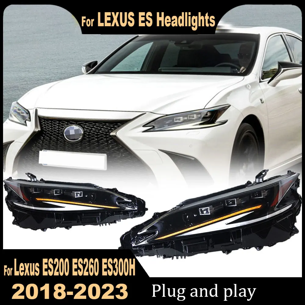 

Автомобильный фонарь для Lexus ES 2018 2019 2020-2023 ES200 ES260 ES300h, светодиодный обновленный DRL, указатель поворота, проектор, линза, фара в сборе