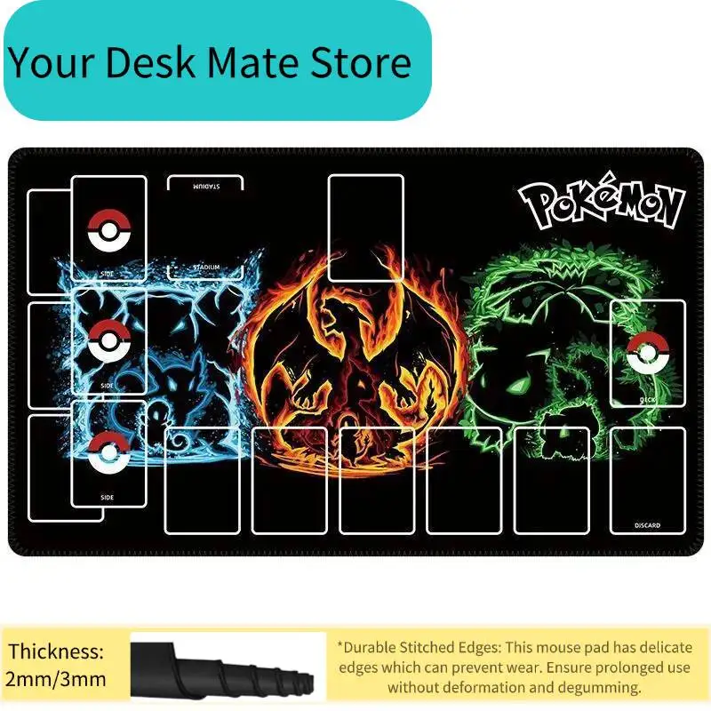 

Diy Ptcg Pokemon Card Mat Pikachu Bulbasaur Squirtle Charmander Anime Thickened Rubber Playmat Cartoon Battle Pad Christmas