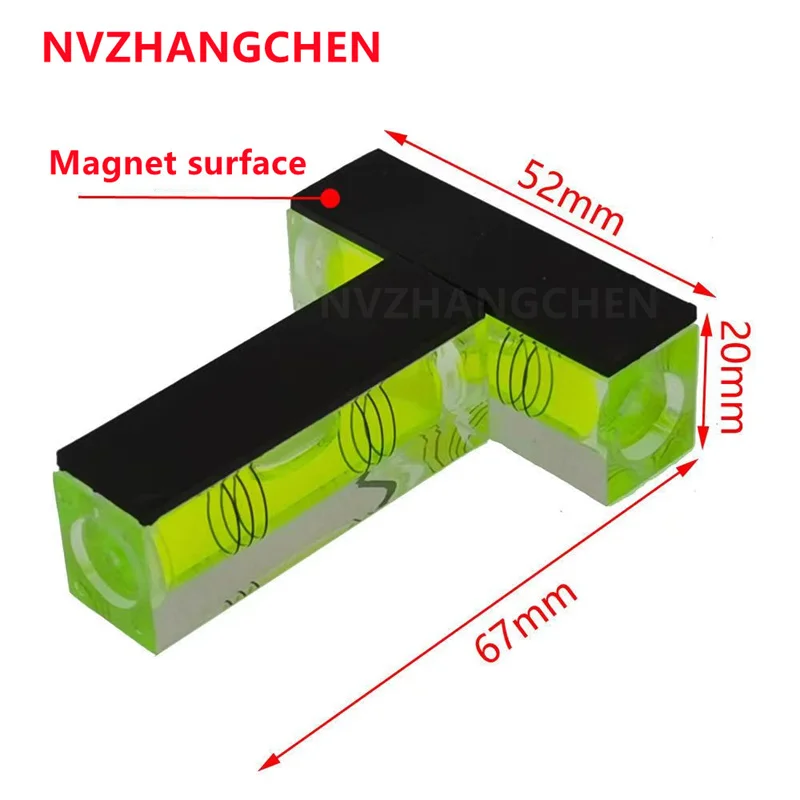 Magneticzny poziomy plastik Mini T-typ Spirit Level Akrylowy poziom Vails Ruler poziomy Instrument pomiarowy Poziomy Bubble