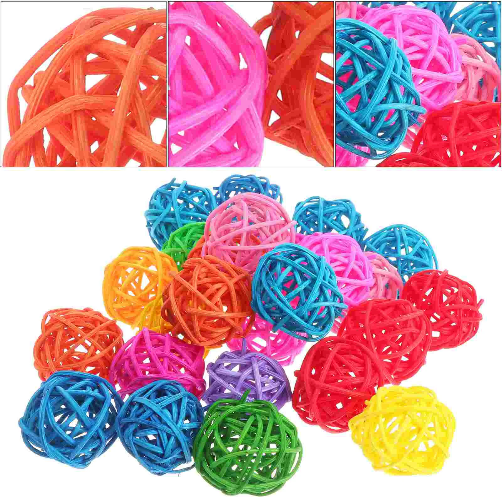 50 PCS Parrot Chewing Toy Plaything Rattan Balls Toys Cockatiel Funny DIY Decor Sepak Takraw