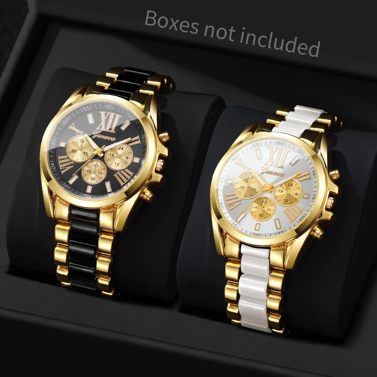 2PCS Luxury Men Business Watches Set Fashion Three Eyes Roma Dial Quartz Wristwatch Reloj Hombre (Without Box)