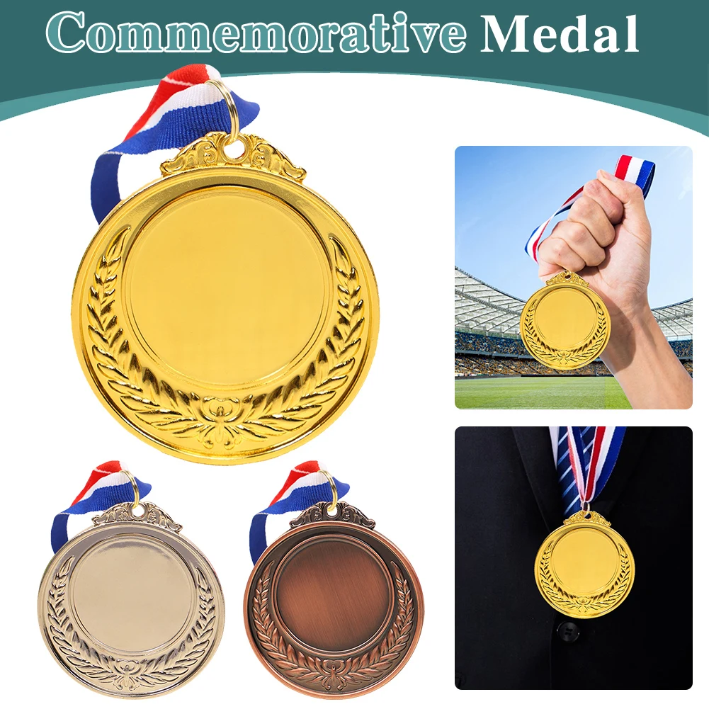 

10Pcs Gold/Silver/Bronze Medal Award Medals with Neck Ribbon Sports Rewards 5.2cm Metal Winner Medals for Sports Games