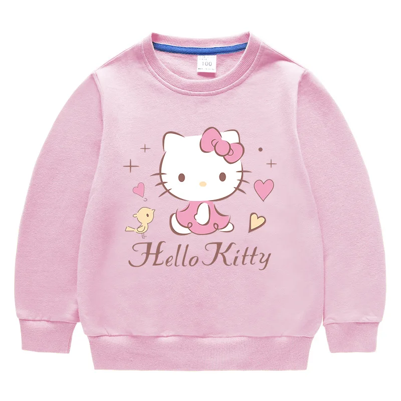 

Sanrio Hello Kitty Kuromi Cinnamoroll Spring Korean Children Clothing Toddler Sweater Long Sleeve Cotton Baby Girls Tops