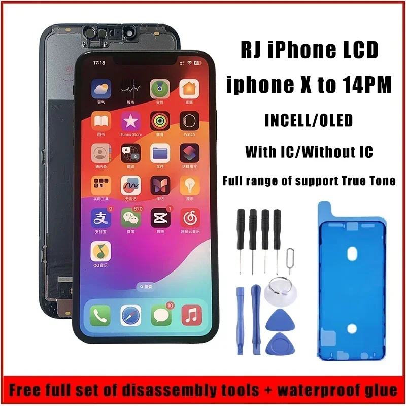 RJ Screen for iPhone INECELL X XR XsMax 11 12 13 13Pro 14 LCD display touch screen digitizer assembly can transplant screen IC