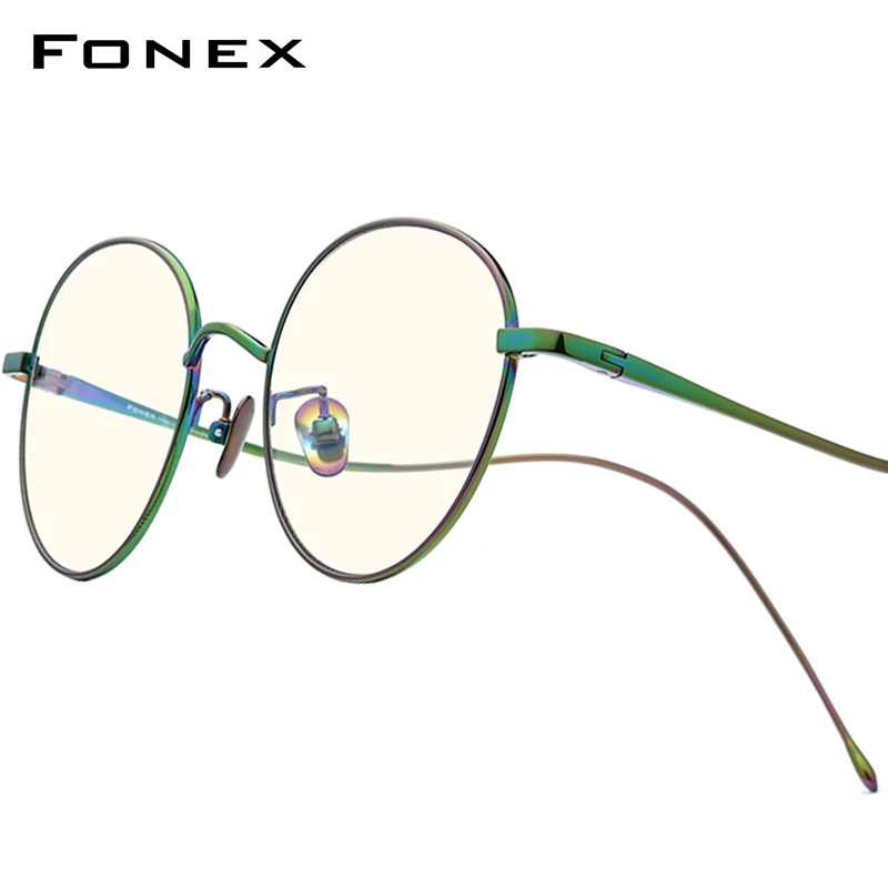 FONEX Titanium Anti Blue Light Blocking Glasses Women 2025 New Vintage Round Computer Titanium Eyeglasses Men FAB017
