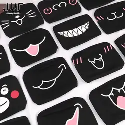 Black Unisex Cartoon Cat Funny Expression Face Mask Cotton Breathable Mouth Mask Anti-dust Pollution Masks For Woman Man