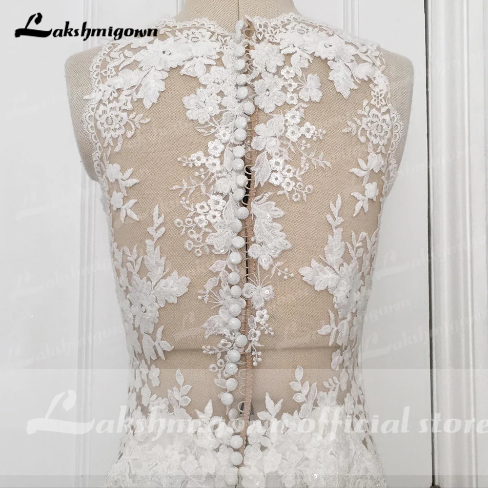 Lakshmigown Nàng Tiên Cá Váy Áo Cổ V Phối Ren Appliques Chiếu Trúc Hạt Cô Dâu Đồ Bầu Vestidos Elegantes Para Mujer Áo Dây De Mariée