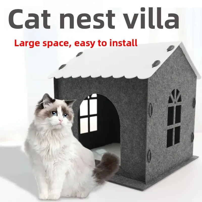 

Felt Pet Villa Cat Nest Semi-enclosed Detachable Single-layer Combination for Sleeping and Playing Suitable for All Seasons