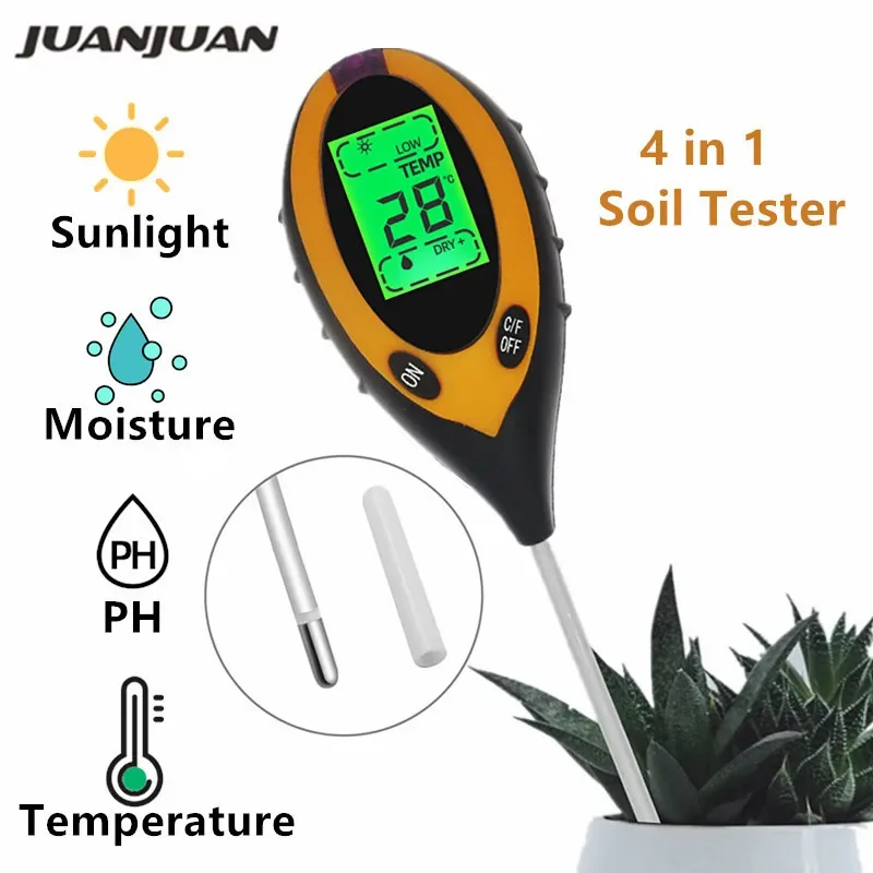 4 in 1 Soil Tester PH Moisture Temp Flower Meter Soil Moisture Monitor Acidity Measure Tool For Garden Plant