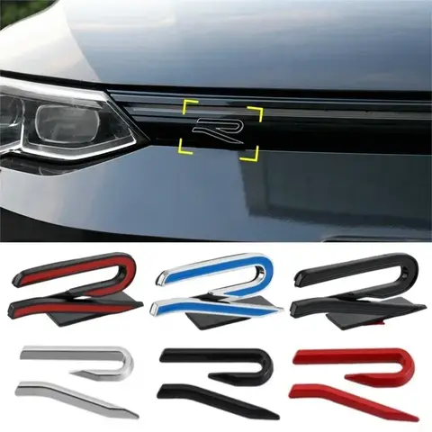 For Volkswagen VW Golf 8 R LINE Beetle Passat Tiguan Jetta Metal Car Front Grille Emblem Stickers Rear Trunk Side Badge Decals