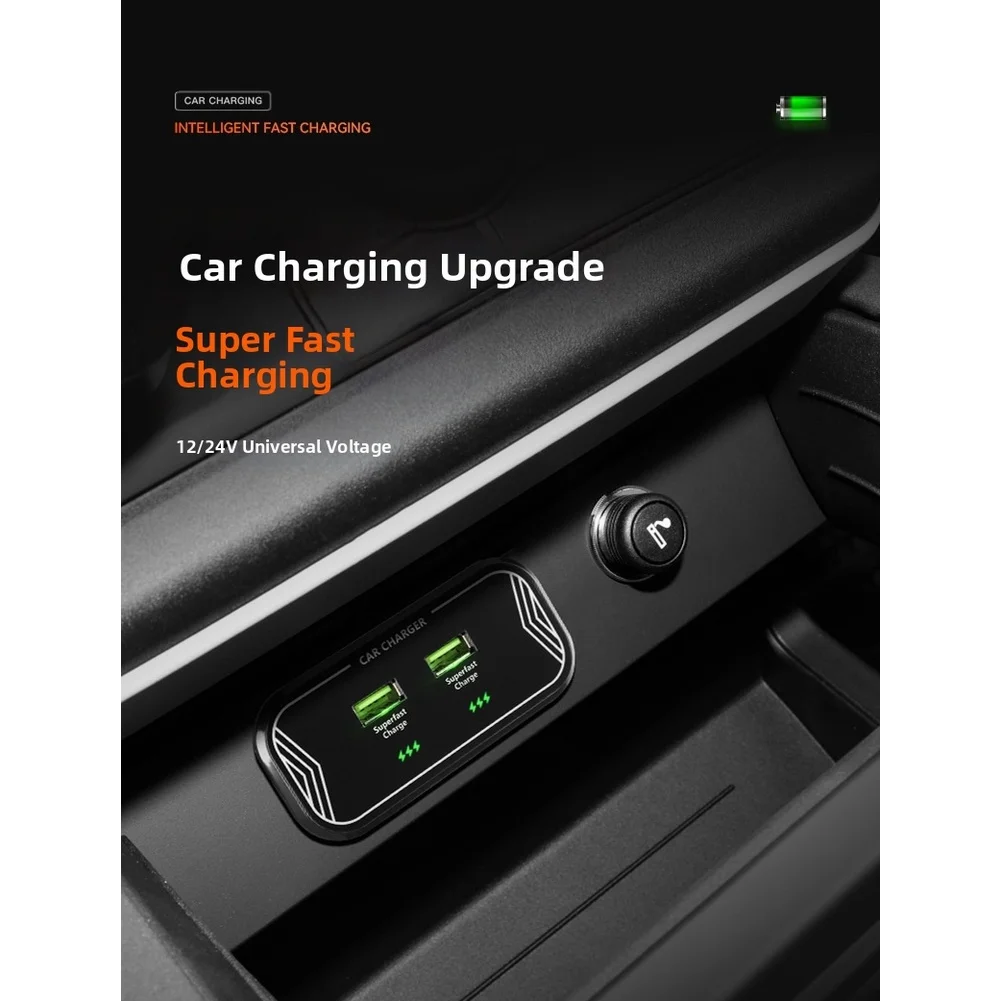 شاحن سيارة سريع مع مخرج USB مزدوج 45 وات متوافق مع مصدر طاقة السيارة 12 فولت مناسب للسيارات والمدربين