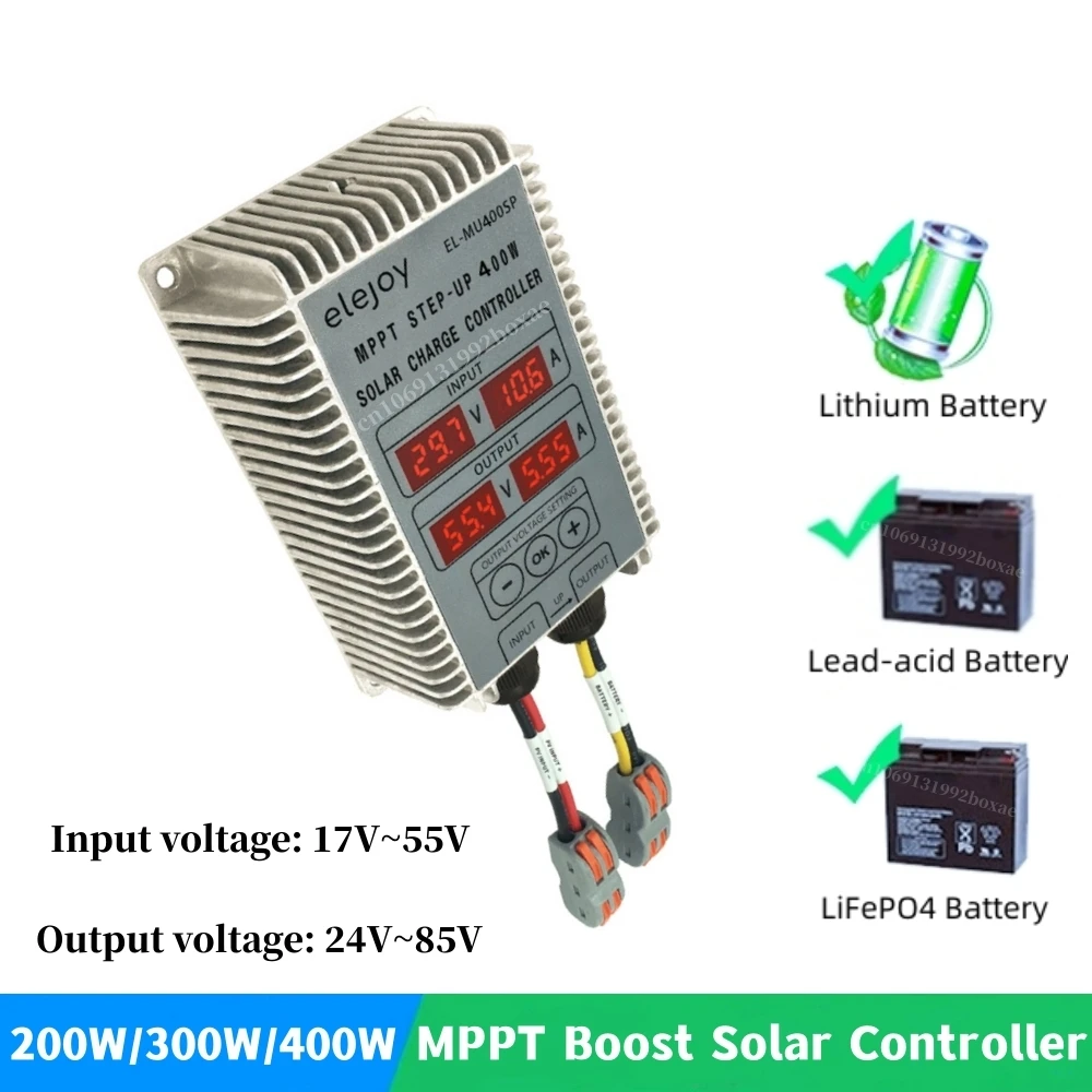 400W Boost MPPT Solar Controller 17V~55V PV Input Step-up Charge For 24V 36V 48V 60V 72V Lead-acid GEL LiFePO4 Lithium Battery