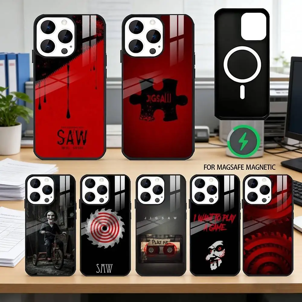 

S-Saw Jigsaw-w Phone Case For iPhone17,16,15,14,13,12,11 Plus,Pro Magnetic with Magsafe Wireless Charging