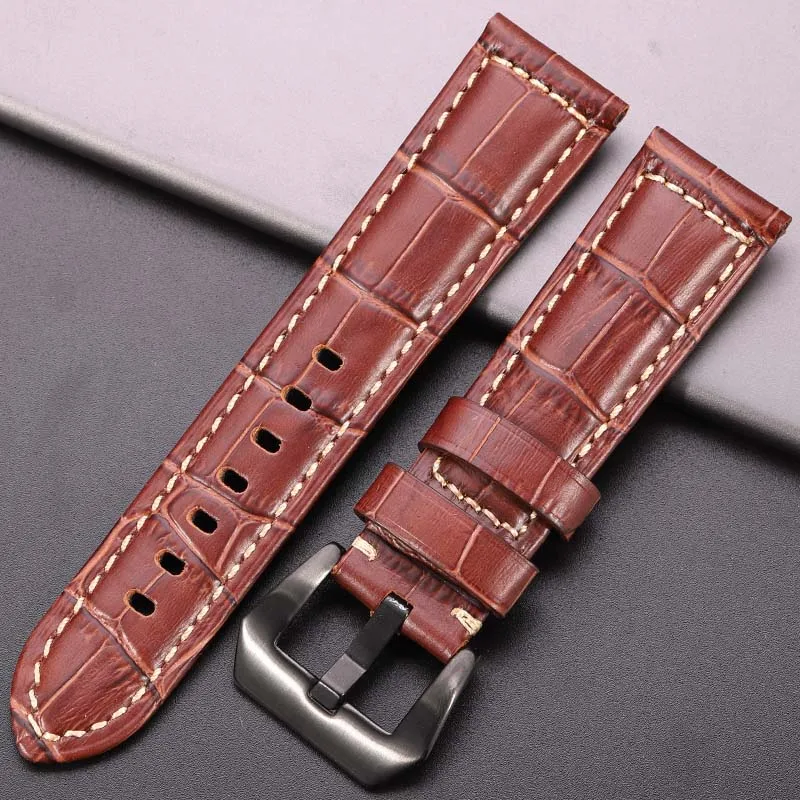 DUTRIEUX Gennuine Leder Uhr Band 5 Farben Krokodil Muster Frauen Männer 20mm 22mm 24mm Strap mit Silber Schwarz stahl Schnalle Armband 8