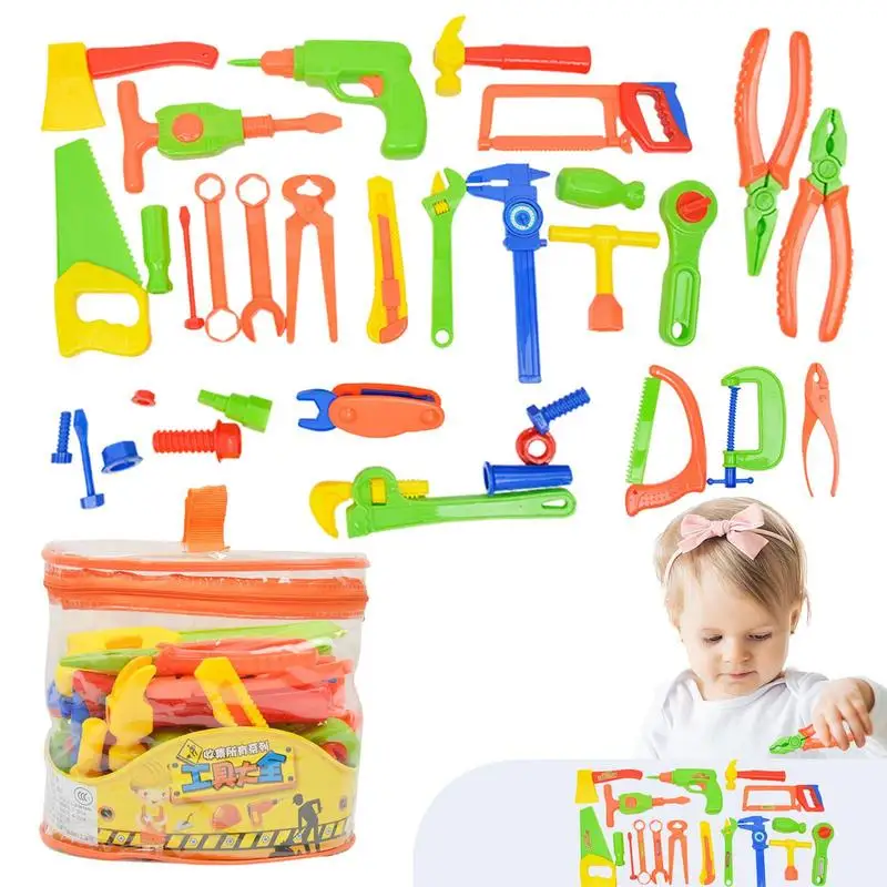 Kids Construction Tool Toy Set Safe Pretend Play Kits Construction Tool Toy 33Pieces Kids Tools Toddler Tool Bench For Children