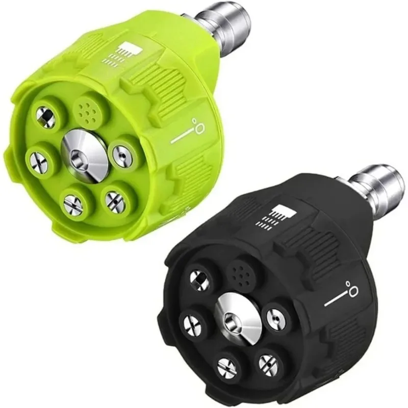 6 in 1 Power Washer Nozzle's with 1/4 Inch Quick Connector 0 15 25 40 Degree Rotation Watering Rinse Soap Nozzle Tip