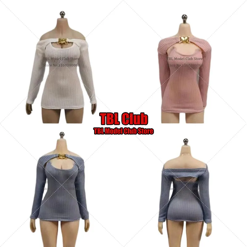 

2PCS/SET DMTOYS 1/6 Women's Knit Strap Dress Camisole Skirt Long Sleeved Shawl Set Clothes Model Fit 12'' Soldier Action Figure