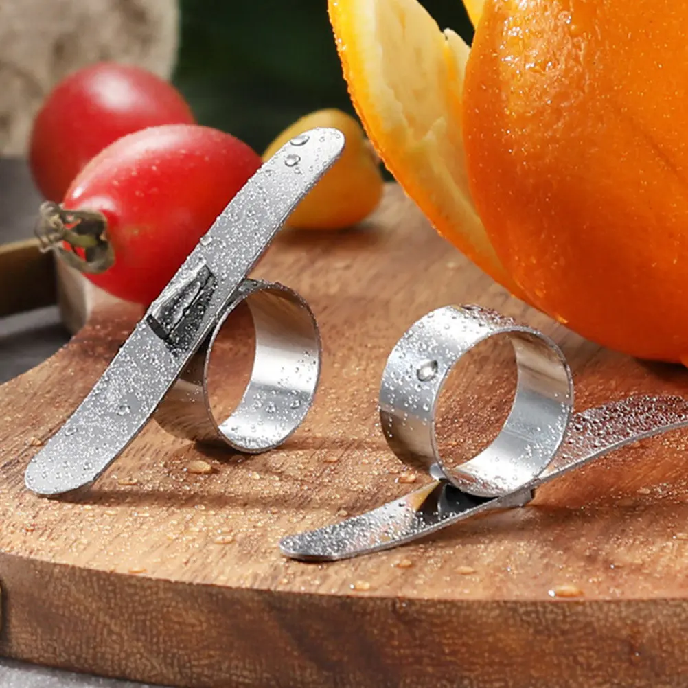 1Set Orange Peeler Ring Stainless Steel Citrus Fruit Peeler Ergonomic Grip Hardened Edge for Oranges Grapefruit Effortless Peel