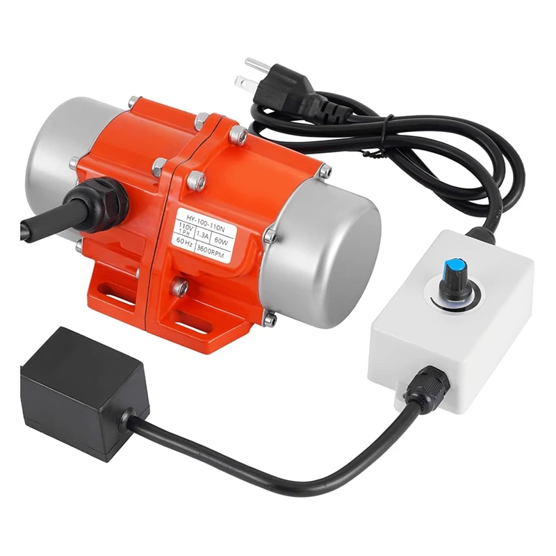 ABZY-Concrete Vibrating Motor,Single Phase AC 110V 3600RPM Concrete Motor With Speed Controller,For Shaker Table US Plug