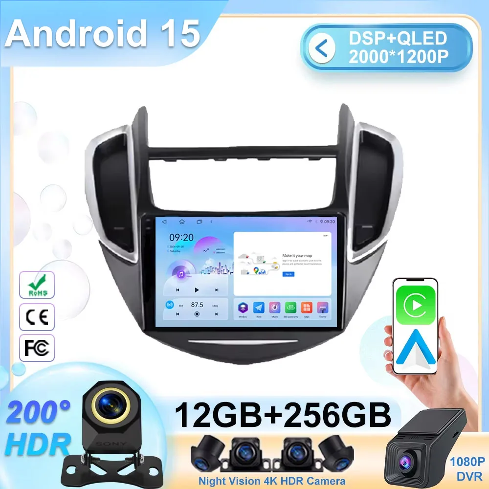 Android Auto para Chevrolet Tracker 3 TRAX 2013 - 2015 Radio de coche 4G Carplay DSP RDS Multimedia pantalla Carplay navegación No 2din
