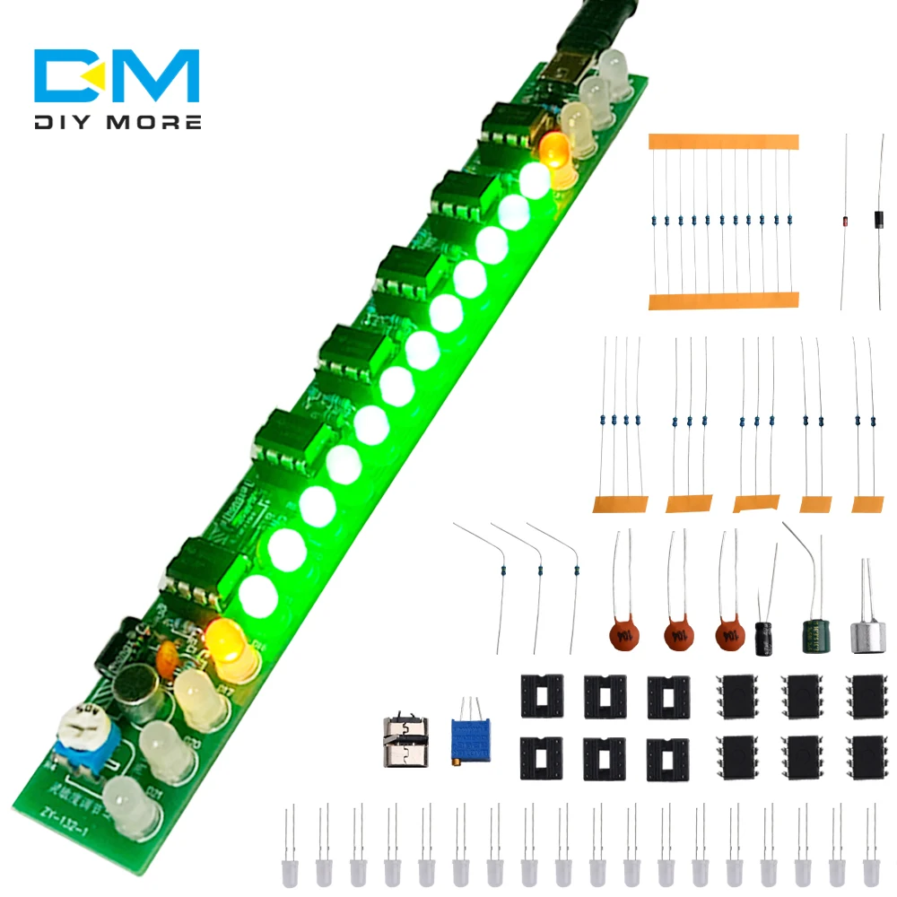 USB Voice-Activated Audio Spectrum Light Kit Led Car Volume Level Indicator Music And Audio Display Production