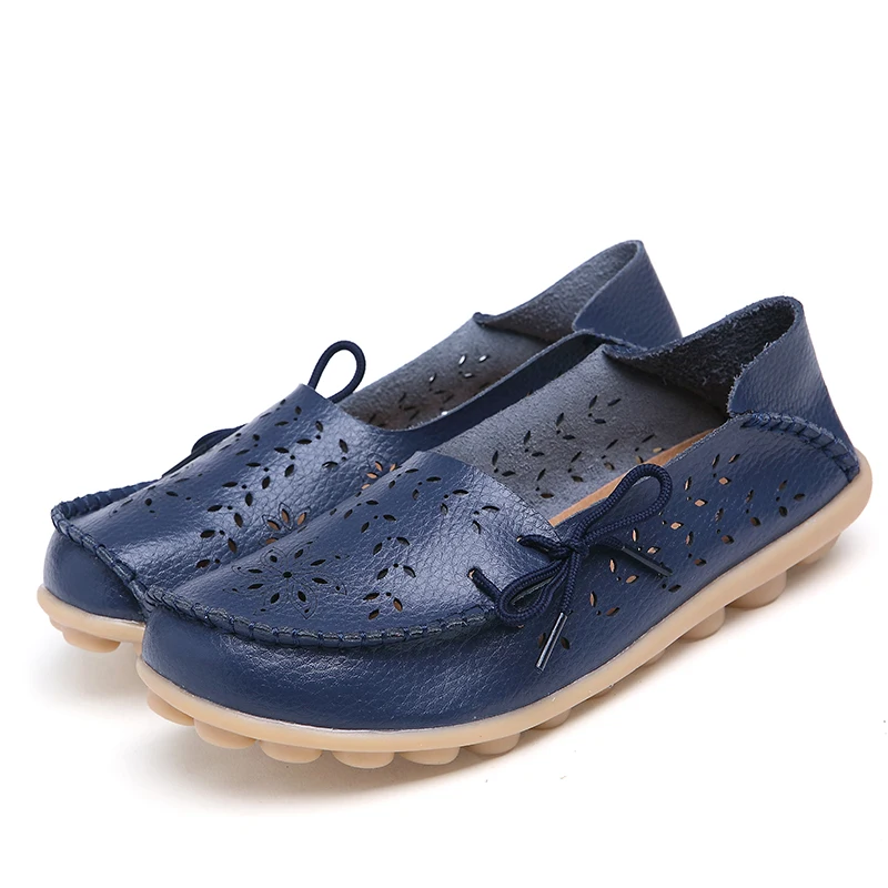 New Moccasins Women Flats Autumn sneakers Women Loafers Genuine Leather Female Shoes Slip On Ballet Bowtie Women Shoes Big Size