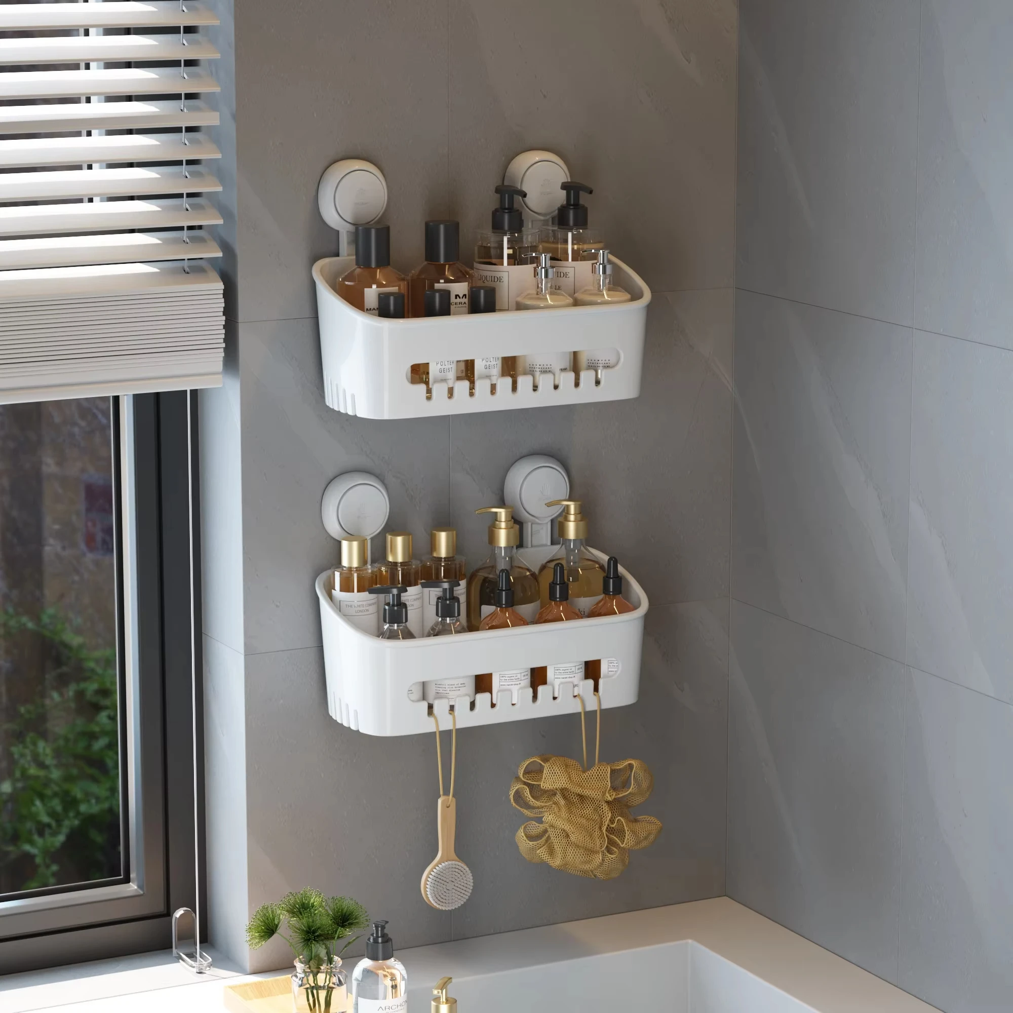 

Bathroom Accessories Shower Caddy ECO Bathroom Storage Shelf Plastic Punch-free Shower caddy Waterproof Shower Organizer Shelves