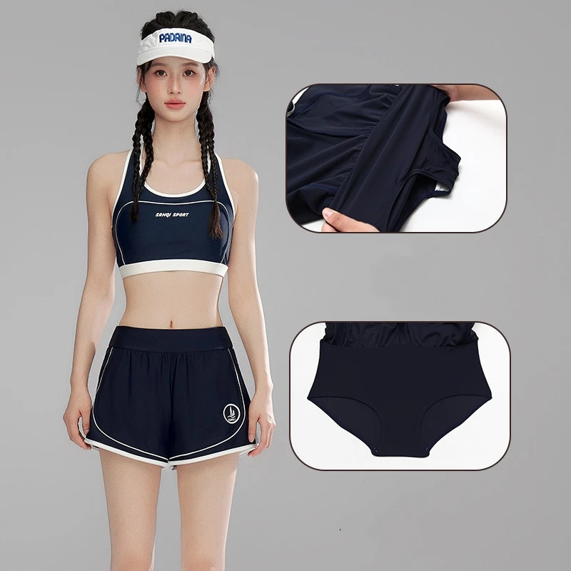 

Women Two Pieces Quick-Dry Water Sports Push Up Swim Vest+Trunks Female Outdoor WaterProof Beach Surfing Athletic Bathing Suit