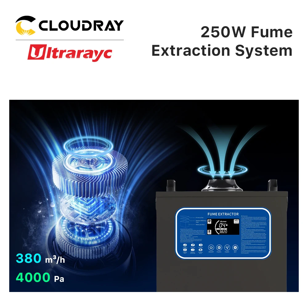 250W Fume Extractor Laser Smoke Absorber 3-Layer Filter Soldering Smoke Purifier Air Cleaner for Laser Marking Welding DIY