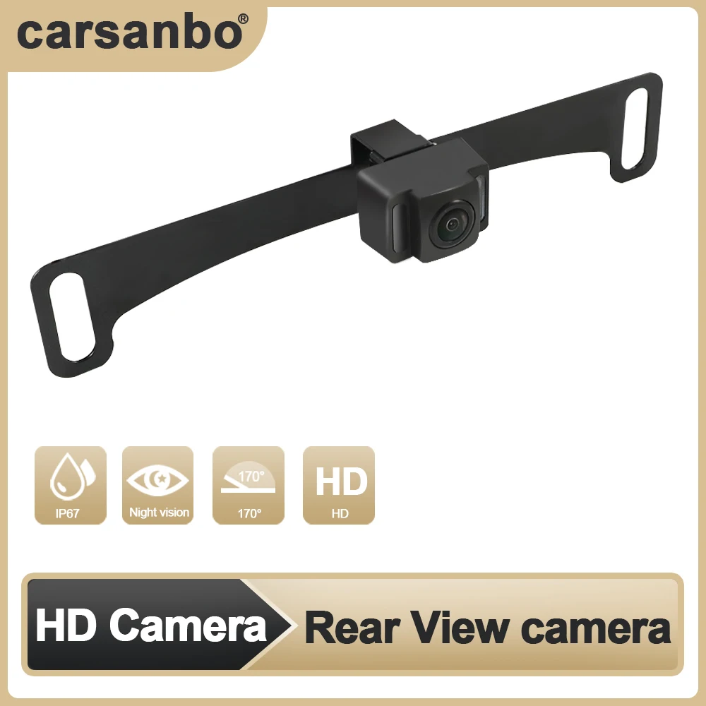 

Carsanbo Car License Plate Frame Camera HD Night Vision Automatic Parking Monitor,Front and Rear View on/off Night Vision Camera