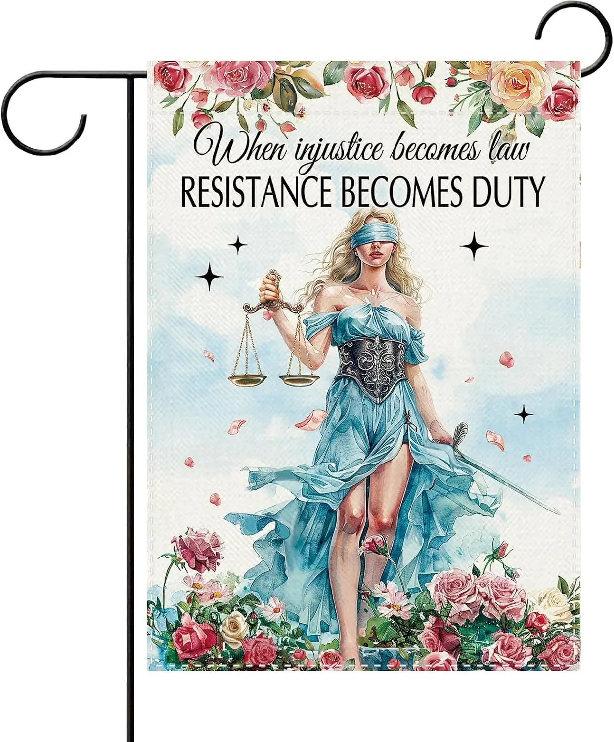 When Injustice Becomes Law Resistance Becomes Duty Garden Flag, Feminist Social Justice Goddess Small Yard Outside Decoratio MMZ
