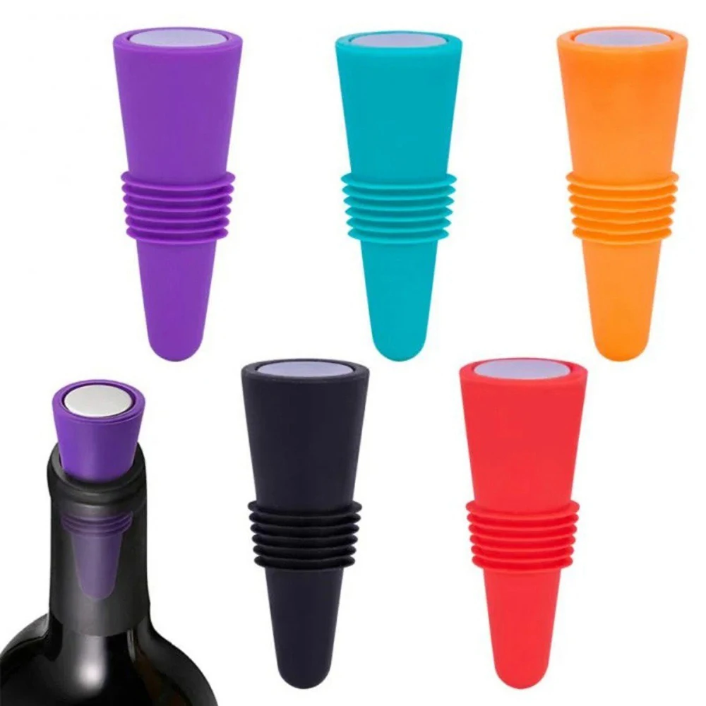 Tapón de vino de silicona, tapón de vacío de vino y tapa de botella de bebida, tapón de botella de champán reutilizable