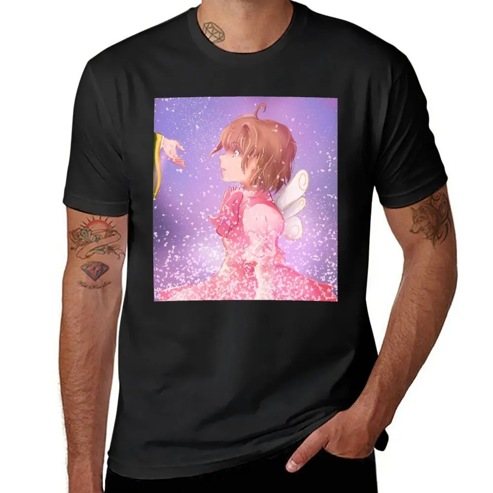 Sakura Card Captor Greeting Card Crewneck T-shirt Movement Tees Casual Graphic Graphic Fitness USA Size