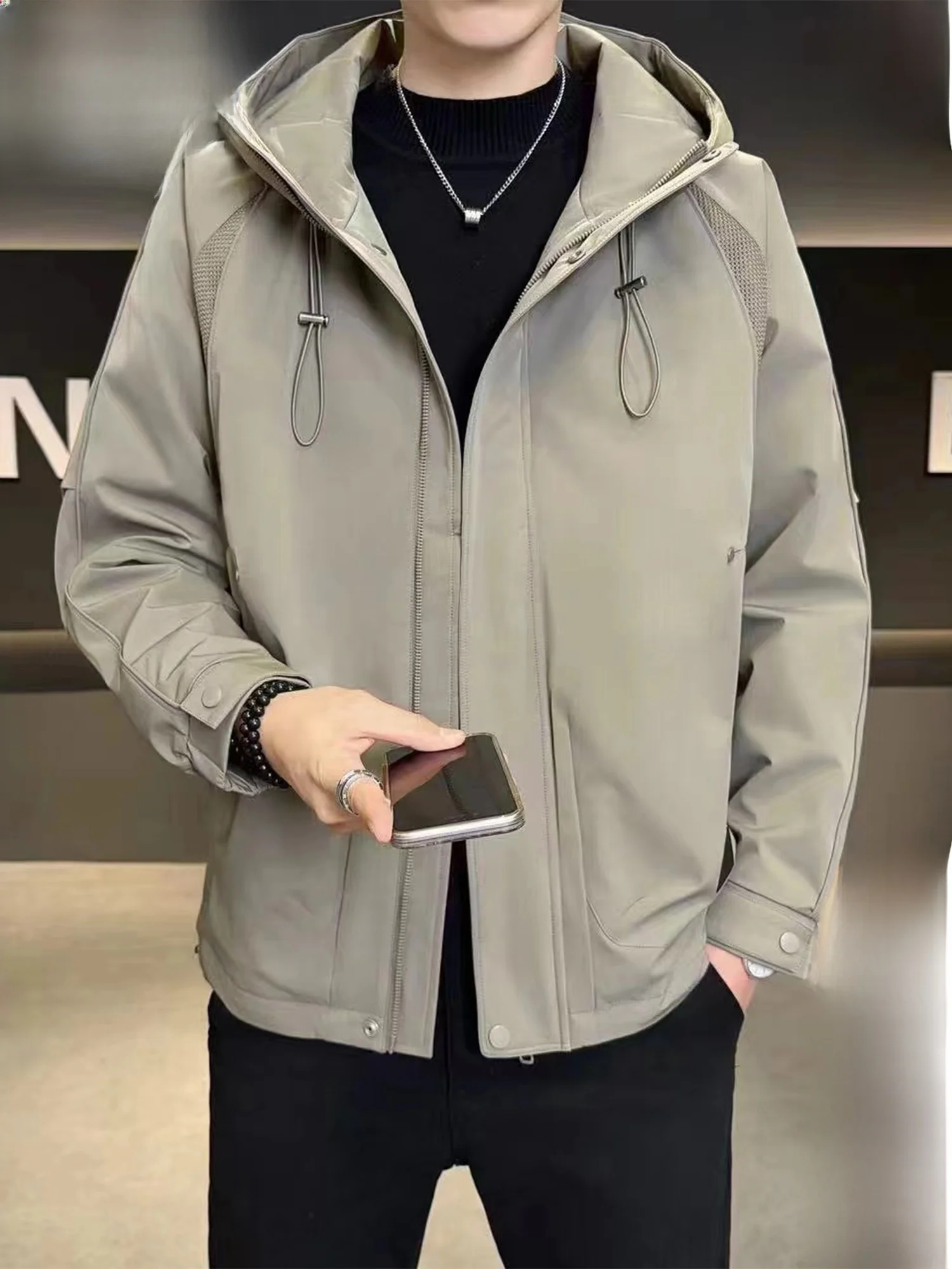 

Pierre Cardin Мужская рабочая одежда с капюшоном Jaet Thiened Хлопок Теплая повседневная верхняя одежда Длинная застежка-молния Полиэфирное волокно