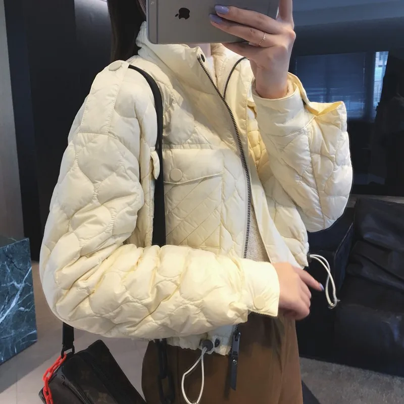 Or feminino puffer jaet 2025 outono inverno novo sle branco ganso para baixo acolchoado gola emagrecimento casual ajuste reto