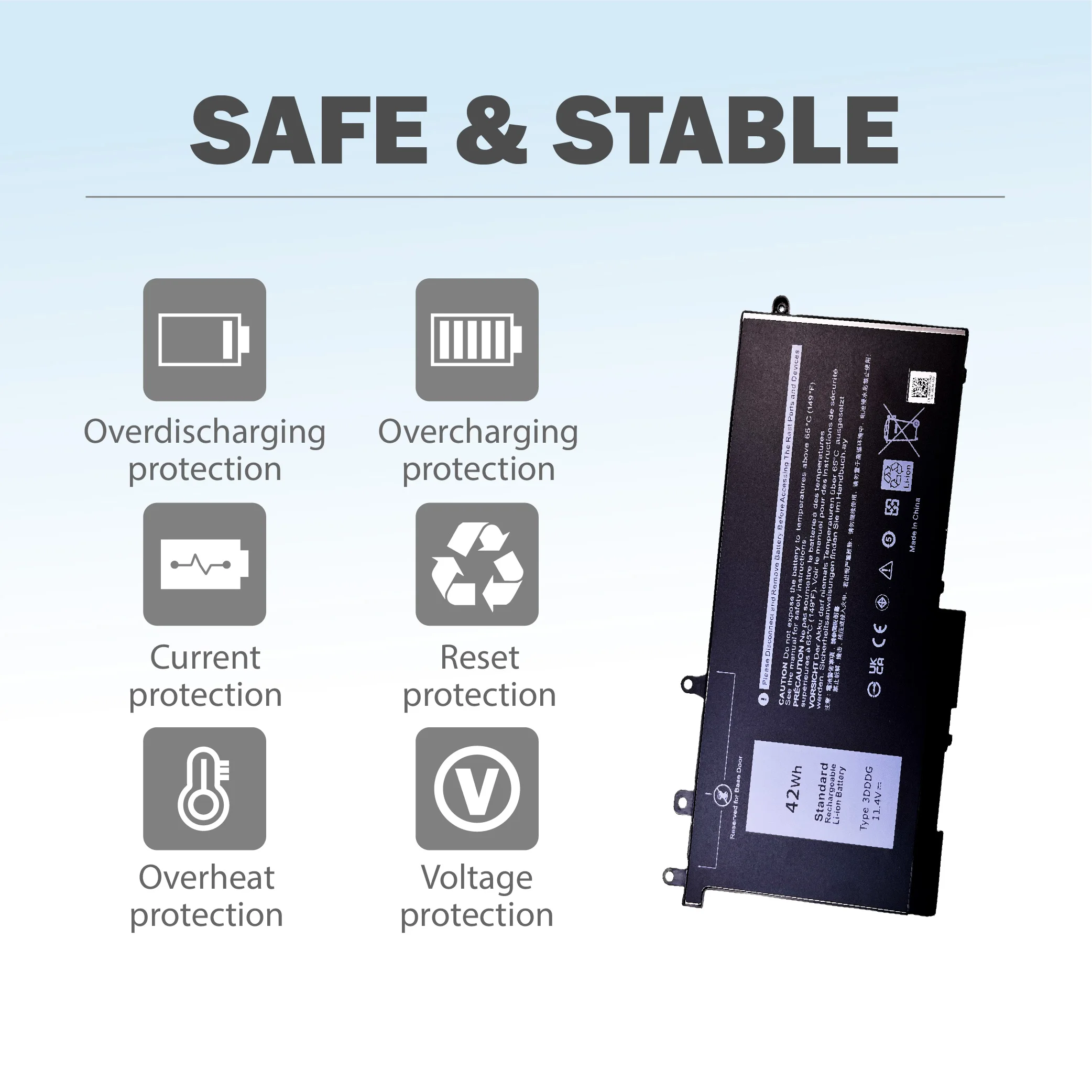 3DDDG 45N3J 42Wh Laptop Battery for Dell Latitude