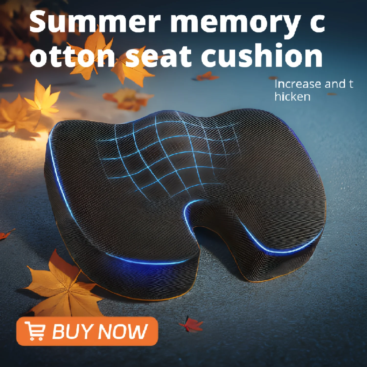 Memory Foam Car Seat Cushion - Comfortable, Cooling Summer Chair Cushion for Office, Restaurant, Dorm & Classroom